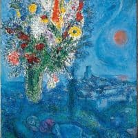 Marc Chagall Sleeper With Flowers 1972 Hand Painted Reproduction