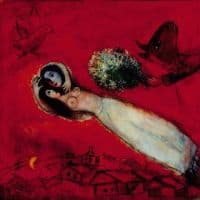Marc Chagall The Lovers With Red Sky Hand Painted Reproduction