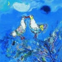 Marc Chagall Two Pigeons Ca. 1925 Hand Painted Reproduction