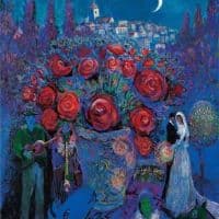 Marc Chagall Wedding Flowers In The Style Of 1944 Hand Painted Reproduction