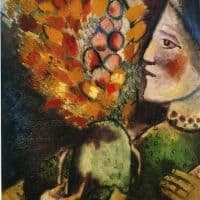Marc Chagall Woman With A Bouquet 1910 Hand Painted Reproduction