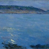 Max Kurzweil Blue Sea Landscape In The Moonlight C. 1900 Hand Painted Reproduction