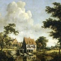 Meindert Hobbema The Water Mills 1664-1668 Hand Painted Reproduction