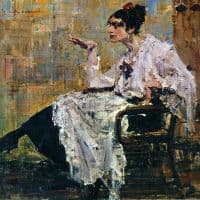 Nicolai Fechin Woman With Cigarette - 1917 Hand Painted Reproduction