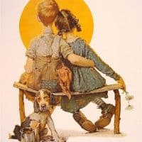 Norman Rockwell Boy And Girl Gazing At The Moon 1926 Hand Painted Reproduction