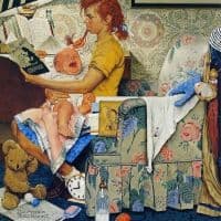 Norman Rockwell The Babysitter - 1947 Hand Painted Reproduction