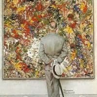 Norman Rockwell The Connoisseur Jackson Pollock 1961 Hand Painted Reproduction