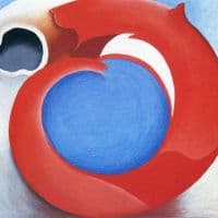 O Keeffe Goat S Horn With Red Hand Painted Reproduction