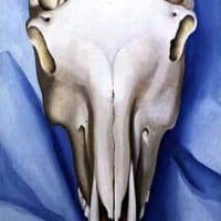 O Keeffe Horse S Skull On Blue Hand Painted Reproduction