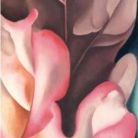 O Keeffe Oak Leaves Pink And Grey Hand Painted Reproduction