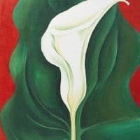 O Keeffe Single Calla Lily Red Hand Painted Reproduction