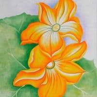 O Keeffe Squash Blossoms Hand Painted Reproduction