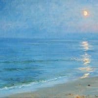 P. S. Kroyer Moonlight Over Skagen Beach Wide - 1899 Hand Painted Reproduction
