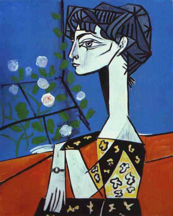 Pablo Picasso Jacqueline With Flowers 1954 Hand Painted Reproduction museum quality