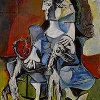 Pablo Picasso Woman With A Dog 1962 Hand Painted Reproduction