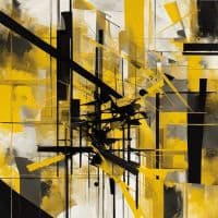 Paolo Gallery Modern Abstract Art Yellow 1 Hand Painted
