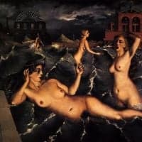 Paul Delvaux Nymphs Bathing Hand Painted Reproduction