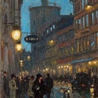 Paul Gustave Fischer Street Scene Kobmagergade Hand Painted Reproduction