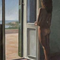Pavlos Samios Nude By The Door 1978 Hand Painted Reproduction