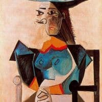 Picasso Seated Woman With Fish Hand Painted Reproduction