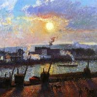 Pissarro Sunset Rouen Hand Painted Reproduction