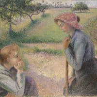 Pissarro Two Young Peasant Women Hand Painted Reproduction