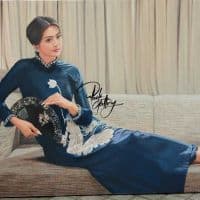 Portrait Painting Of Asian Lady On Couch Hand Painted