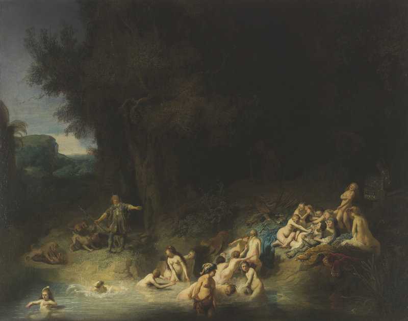 Rembrandt Diana Bathing With Her Nymphs With Actaeon And Callisto Hand Painted Reproduction museum quality