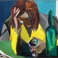 Renato Guttuso Drinker In Yellow 1946 Hand Painted Reproduction