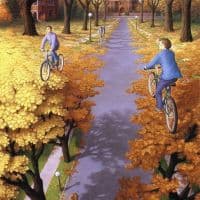 Rob Gonsalves Autumn Cycling Hand Painted Reproduction