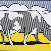 Roy Lichtenstein Triptych Cow Going Abstract - Part 1 Hand Painted Reproduction