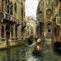 Rubens Santoro A Family Outing On A Venetian Canal Hand Painted Reproduction