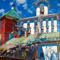 Sergei Arsenevich Vinogradov The Belfry Of The Pskovopechersky Monastery - 1929 Hand Painted Reproduction