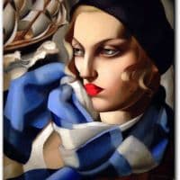 Tamara De Lempicka Blue Scarf Hand Painted Reproduction