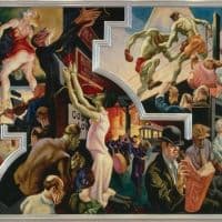 Thomas Hart Benton City Activities With Subway From The Mural America Today 1930-31 Hand Painted Reproduction
