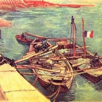 Van Gogh Boats With Sand Hand Painted Reproduction