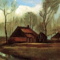 Van Gogh Farmhouses Among Trees Hand Painted Reproduction