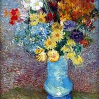 Van Gogh Flowers In A Blue Vase Hand Painted Reproduction