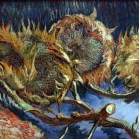 Van Gogh Four Sunflowes Gone To Seed Hand Painted Reproduction