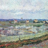 Van Gogh La Crau Near Arles With Blossoming Peach Trees Hand Painted Reproduction