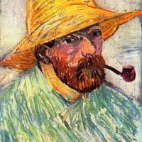 Van Gogh Self-portait With Straw Hat 2 Hand Painted Reproduction