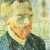 Van Gogh Self-portrait With Background Of Japanese Woodblock Hand Painted Reproduction