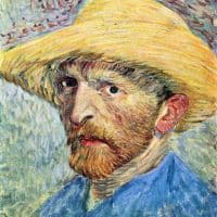 Van Gogh Self-portrait With Straw Hat And Blue Shirt Hand Painted Reproduction