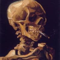 Van Gogh Skull With A Burning Cigarette Hand Painted Reproduction
