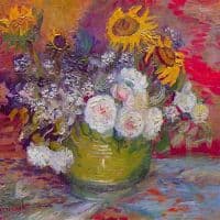 Van Gogh Still-life With Roses And Sunflowers Hand Painted Reproduction