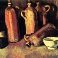 Van Gogh Still Life With Four Jugs Bottle And A White Bowl Hand Painted Reproduction