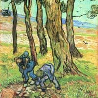 Van Gogh Two Men In Digging Out A Tree Stump Hand Painted Reproduction