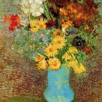Van Gogh Vase With Daisies And Anemones Hand Painted Reproduction