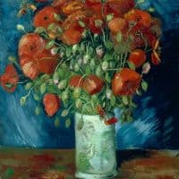 Van Gogh Vase With Red Poppies C. 1886 Hand Painted Reproduction