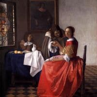 Vermeer A Lady And Two Gentlemen Hand Painted Reproduction
